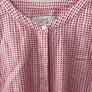 NWOT LOFT Red and White Checkered Blouse